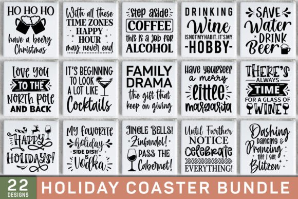 Christmas Holiday Coaster SVG Bundle: Graphics for Crafts & Content